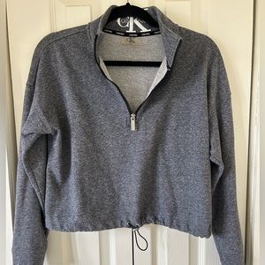 Calvin Klein Crop Quarter Zip Gray Size M